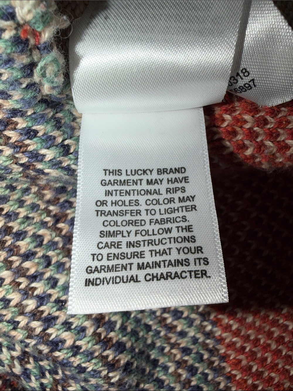 Lucky Brand Beige Cardigan with Red, Navy & Green Aztec South Western Pattern XL - Picture 6 of 7